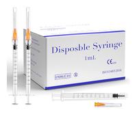 100Pack 1ml/cc Luer Lock Plastic Tube with Cap with 25G,Individually Packed, for Industrial, Scientific, Oils, Liquids