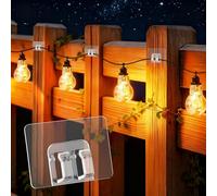 100Pack Outdoor Lights Hooks No-Damage Adhesive Hooks for Outdoor String Lights, Waterproof Tool-Free Installation Clips for Patio, Garden, Balcony, Christmas Decor, Cable Management Holders