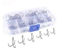 100Pack Treble Fishing Hooks, High Carbon Steel Sharp Barbed Fish Hooks, Super Sharp Solid Triple Barbed Fish Hooks, Pike Hook Small Round Bend Lure Spoon Fishhook