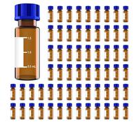100Pack Vials,2Ml HPLC Vials,with Write-on Spot and Graduations,Amber