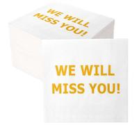100Pack We Will Miss You Cocktail Napkins Gold Disposable Paper Napkins 2-ply Retirement Dinner Napkins Farewell Going Away Party Napkins for Coworker Leaving Goodbye Celebration Graduation Party Deco