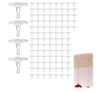 100Packs Self-Adhesive Transparent Ceiling Hooks Nail-Free Multiple Uses Adhesive Hook Decorative Wall Damage-Free No-Drill Ceiling Discs with Metal Hooks for Festival Wedding Birthday and Party