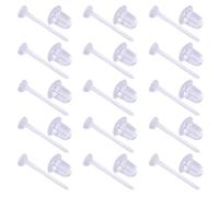 100Pairs Clear Earrings for School,Plastic Earring Studs Invisible Ear Pins with Earing Backs Silicone Retainers Stoppers Transparent Discs Cover Equipment,for Students Sports and DIY Jewelry Crafters