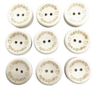 100pc 15mm/20mm/25mm Natural Color Wooden Buttons Handmade Letter Love Scrapbooking for Wedding Decor Sewing Accessories(Color 1,25mm(10pcs))