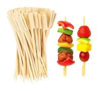 100pc Bamboo Paddle Skewers - Biodegradable Wooden Sticks for Burger Stacks, Vegetables, Fruit, Sweets, Skewers for BBQ, Ovens and Air Fryers, Appetisers and Platters (100pk - 15cm)