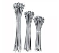 100pc Silver Plastic Cable Ties, 3 Different Sized Tie Wraps, Durable Strong Plastic Material Ensuring Longevity, Self Locking Zip Ties Ideal for Home, Office, Garden and DIY (Silver)