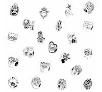100Pc Tibetan Silver Charms Bulk Pack - 100 Unique Designs No Repeats for Pandora Bracelets Necklaces - Hypoallergenic Nickel-Free - Christmas Birthday Jewellery Making Gifts Women Girls Teens Mum
