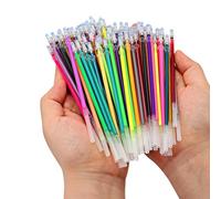 100pcs 0.8mm Colouring Pens Refills Gel Ink Rollerball Pens Glitter Metallic Pastel Fluorescence Neon Pen Ink Replaceble Refills with 4PCS Empty Pen Holder