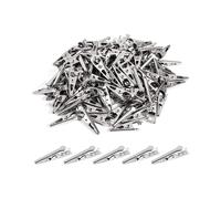 100PCS 1.06IN / 27mm Mini Metal Alligator Clips, Crocodile Clamps Silver Tone Nickel Plated Test Line Spring Clamps.
