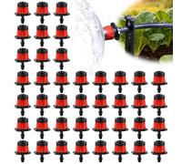 100PCS 1/4" Adjustable Drip Irrigation Emitters, Kalolary 4/7mm Anti-Clogging Water Flow Drippers Micro Drip Irrigation Sprinklers for Water Tube 360 Degree Emitter for Watering System (Red, Vortex)