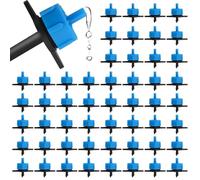 100PCS 1/4" Drip Irrigation Emitters, Kalolary 2 GPH Pressure Compensating Dripper for 4/7mm Tube Micro Sprinkler Garden Constant Water Flow Head for 8L/H Pressure Drip Irrigation Parts (Blue)