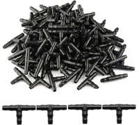 100pcs 1/4" Universal Barbed Tee Fittings, Kalolary Barbed Connectors Drip Irrigation for 1/4 Inch Water Hose Connectors 4mm/7mm Water Tube Drip Irrigation Watering System