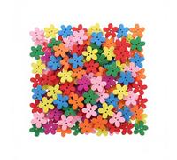 100Pcs 1.5cm/0.6inch Wooden Multi-Color Flower Buttons Floral Shaped Clothing Button 2 Holes Sewing Decorative Buttons for Skirts Dress Clothes DIY Craft