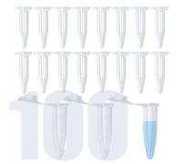 100Pcs 1.5ml Conical Centrifuge Tubes with Snap Cap, Small Sterile Microcentrifuge Tube Test Vials Plastic Sample Storage Container Clear Graduated Non-Pyrogenic, DN/RNase Free for Lab