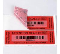 100pcs 100% No Residue Tamper Evident Security Warranty Void Stickers/ Labels/ Seals (Red, 1 x 3.55 Inches, Serial Numbers - Chtep Tamper) (25*90mm, Red)