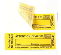 100pcs 100% No Residue Tamper Evident Security Warranty Void Stickers/ Labels/ Seals (Yellow, 0.8 x 2.4 Inches, Serial Numbers - Chtep Tamper) (20*60mm, Yellow)