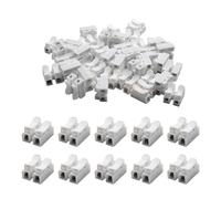 100pcs 100A 220V 2 Pin Push-in Wire Connector for Quick Cable Connection, White Terminal Block with Flame Retardant Plastic Housing, Compatible with 0.3-2.5mm² Stranded and Solid Wires