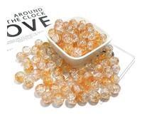 100Pcs 10mm Crackle Glass Beads with 2mm Hole - Smooth Round Beads for Bracelet Making, Jewellery Crafting Supplies for Necklaces, Earrings DIY (Orange Gold)