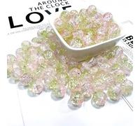 100Pcs 10mm Crackle Glass Beads with 2mm Hole - Smooth Round Beads for Bracelet Making, Jewellery Crafting Supplies for Necklaces, Earrings DIY (Light Pink Yellow)