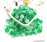 100Pcs 10mm Crackle Glass Beads with 2mm Hole - Smooth Round Beads for Bracelet Making, Jewellery Crafting Supplies for Necklaces, Earrings DIY (Deep Blue Green)