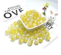100Pcs 10mm Crackle Glass Beads with 2mm Hole - Smooth Round Beads for Bracelet Making, Jewellery Crafting Supplies for Necklaces, Earrings DIY (Yellow)