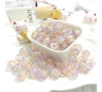 100Pcs 10mm Crackle Glass Beads with 2mm Hole - Smooth Round Beads for Bracelet Making, Jewellery Crafting Supplies for Necklaces, Earrings DIY (Light Purple Gold Blue)