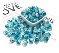 100Pcs 10mm Crackle Glass Beads with 2mm Hole - Smooth Round Beads for Bracelet Making, Jewellery Crafting Supplies for Necklaces, Earrings DIY (Ink Green)