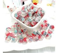 100Pcs 10mm Crackle Glass Beads with 2mm Hole - Smooth Round Beads for Bracelet Making, Jewellery Crafting Supplies for Necklaces, Earrings DIY (Deep red Blue)