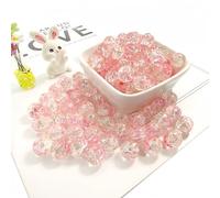 100Pcs 10mm Crackle Glass Beads with 2mm Hole - Smooth Round Beads for Bracelet Making, Jewellery Crafting Supplies for Necklaces, Earrings DIY (Pink)