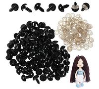 100pcs 10mm DIY Plastic Safety Eyes and 100pcs Washers Dolls Toys Accessories Animal Making Craft Eyes Amigurumi Eyes Crochet Safety Eyes 10mm Black Plastic Eyes with Washers Plastic Black Safety Eyes