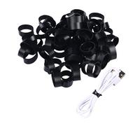 100Pcs 10mm Inner Diameter Black Silicone Cable Ties Elastic Flat Rubber Bands Wire Cord Cable Tie Straps Rings for Home Office School Organization
