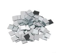 100PCS 10X10MM DIY Glass Mirror Tile Stickers for Various Crafting Projects (Silver)