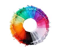 100PCS 10x12cm Organza Drawstring Pouches, Small Jewelry & Party Favor Gift Bags for Wedding, Candy, Christmas & Event Packaging