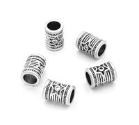 100pcs 12.6mm Tube Loose Beads Antique Silver Tibetan Spacer (Large Hole 6.3mm) for Paracord Macrame Bracelet Necklace Craft Jewelry Making MC-T3