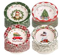 100Pcs 12 oz Christmas Paper Bowls Disposable Christmas Tree Red Snowflake Soup Serving Salad Bowls Winter Themed for Snack Holiday Winter Birthday Party Catering Events Xmas Party Favors Supplies