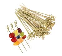 100Pcs 12cm Bamboo Cocktail Sticks, Bamboo Skewers with Looped Knot | Versatile Natural Wooden Skewers|Skewer Sticks|Smooth Splinter-Free Biodegradable for Party Catering Fruit and Sandwiches