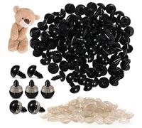 100pcs 12mm Safety Eyes Black Small Black Buttons for Eyes Black Plastic Eyes Small DIY Plastic Safety Eyes and 100pcs Washers Dolls Toys Accessories Animal Making Craft Eyes