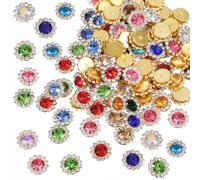 100PCS 12mm Sew on Rhinestones for Clothes, Wedding Sequins Glass Metal Base, Flower Claw Gems Embellishments Jewels for Crafts DIY Clothes Shoes Earring Belt Crafts Sewing Accessories (Multicolor)