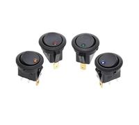 100Pcs 12V 220V Round Rocker Switch Dot Car Van Boat LED Illuminated Light Toggle Switch ON/OFF Black Button IDGTTLDF(Mixed 100Pcs,220V)