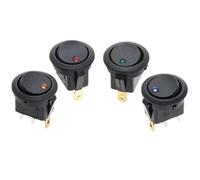 100Pcs 12V 220V Waterproof Round Rocker Switch Dot Dash Car Van Boat LED Illuminated Light Toggle Switch ON/OFF Black Button(Mixed 100Pcs,12V)