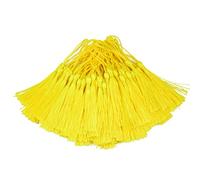 100pcs 13cm/5 Inch Silky Floss bookmark Tassels with 2-Inch Cord Loop and Small Chinese Knot for Jewelry Making, Souvenir, Bookmarks, DIY Craft Accessory (Yellow)