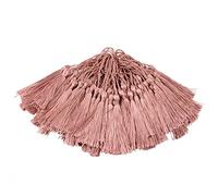 100pcs 13cm/5 Inch Silky Floss Bookmark Tassels with 2-Inch Cord Loop and Small Chinese Knot for Jewelry Making, Souvenir, Bookmarks, DIY Craft Accessory (Peel Powder)