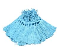 100pcs 13cm/5 Inch Silky Floss bookmark Tassels with 2-Inch Cord Loop and Small Chinese Knot for Jewelry Making, Souvenir, Bookmarks, DIY Craft Accessory (Blue)