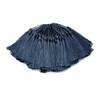 100pcs 13cm/5 Inch Silky Floss bookmark Tassels with 2-Inch Cord Loop and Small Chinese Knot for Jewelry Making, Souvenir, Bookmarks, DIY Craft Accessory (Dark Grey)