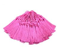 100pcs 13cm/5 Inch Silky Floss Bookmark Tassels with 2-Inch Cord Loop and Small Chinese Knot for Jewelry Making, Souvenir, Bookmarks, DIY Craft Accessory (Dark Pink)