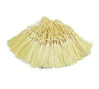 100pcs 13cm/5 Inch Silky Floss bookmark Tassels with 2-Inch Cord Loop and Small Chinese Knot for Jewelry Making, Souvenir, Bookmarks, DIY Craft Accessory (Light Beige)