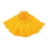 100pcs 13cm/5 Inch Silky Floss bookmark Tassels with 2-Inch Cord Loop and Small Chinese Knot for Jewelry Making, Souvenir, Bookmarks, DIY Craft Accessory (Royal Gold)