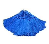 100pcs 13cm/5 Inch Silky Floss bookmark Tassels with 2-Inch Cord Loop and Small Chinese Knot for Jewelry Making, Souvenir, Bookmarks, DIY Craft Accessory (Peacock Blue)
