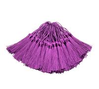 100pcs 13cm/5 Inch Silky Floss bookmark Tassels with 2-Inch Cord Loop and Small Chinese Knot for Jewelry Making, Souvenir, Bookmarks, DIY Craft Accessory (Aubergine)