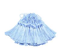 100pcs 13cm/5 Inch Silky Floss bookmark Tassels with 2-Inch Cord Loop and Small Chinese Knot for Jewelry Making, Souvenir, Bookmarks, DIY Craft Accessory (Sky Blue)